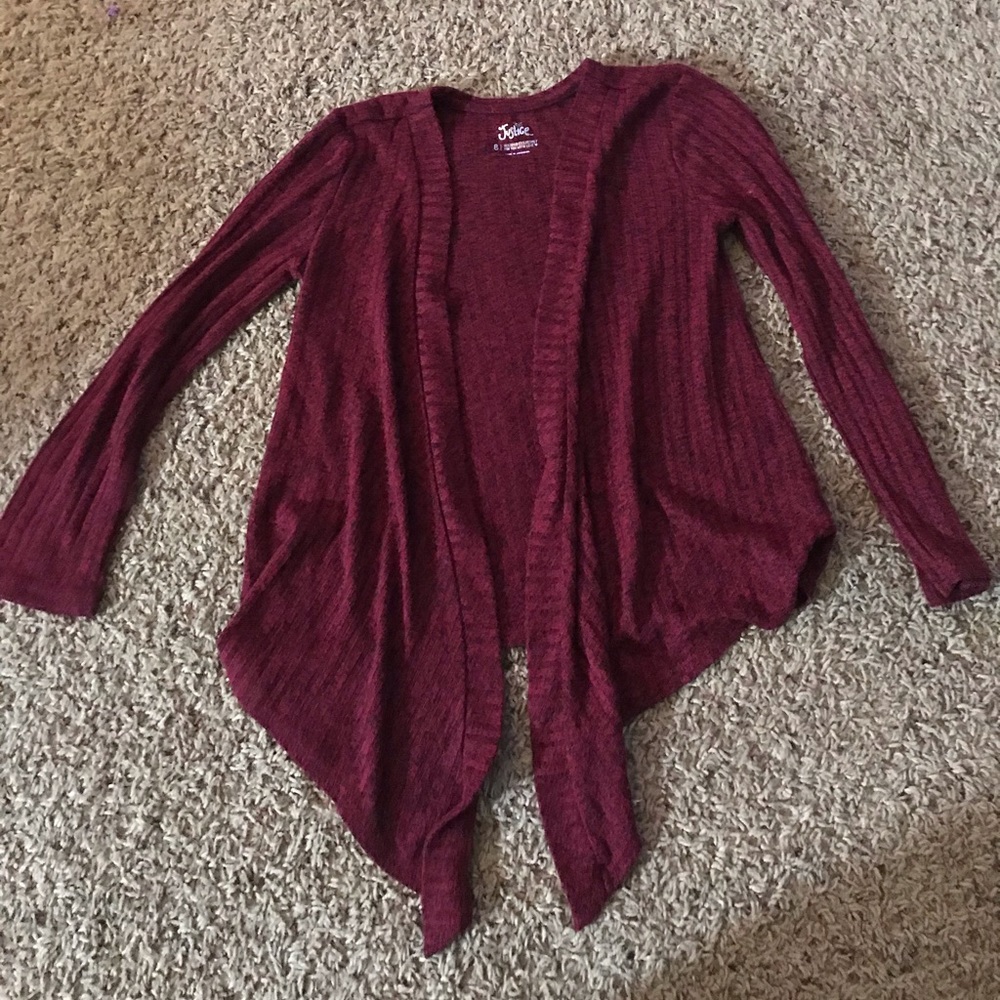 Justice open front sweater.